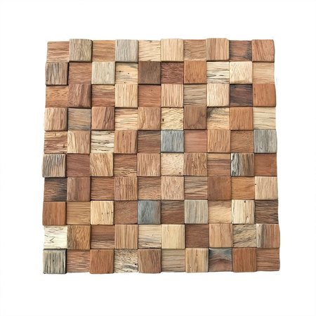 EKENA MILLWORK Ancient Boat Wood Mosaic Wall Tile, Natural Finish, 11 7/8"W x 11 7/8"H x 1/2"P WPW12X12ACMENA